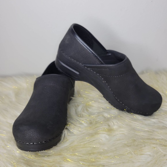 Sanita Shoes - Sanita Black Pebbled Danish Clogs Size 8
